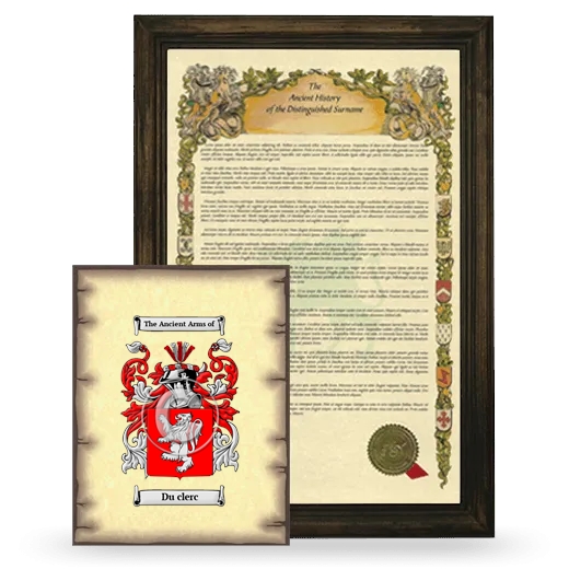 Du clerc Framed History and Coat of Arms Print - Brown